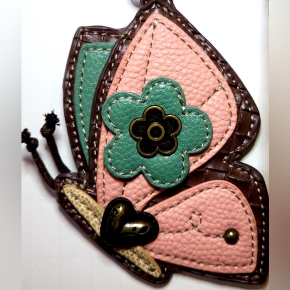 CHALA Pink and Green Butterfly Keychain